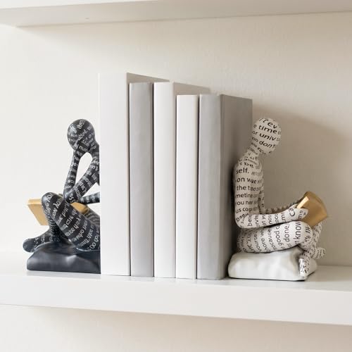 GLIMSDEER Thinker Bookends for Shelves, Decorative Book Ends, Heavy Duty Book Stoppers for Home Office Bookshelf Decoration, Modern Aesthetic Statue Decor by GLIMSDEER - Used condition - Image 9