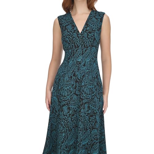 Image of Tommy Hilfiger Women's Sleeveless V-Neck A-line Midi Dress