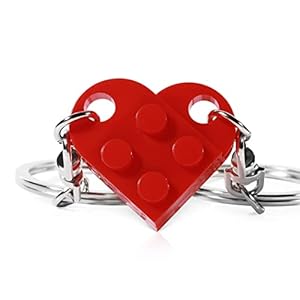 Matching Couple Heart Keychain for Boyfriend Girlfriend Valentine’s Day Gifts Stuff Him Friends Set Compatible with Lego Gift