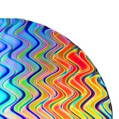 4 inch X 4 inch Dichroic Mixture Twizzle On Thin Black Glass - 96 Coe