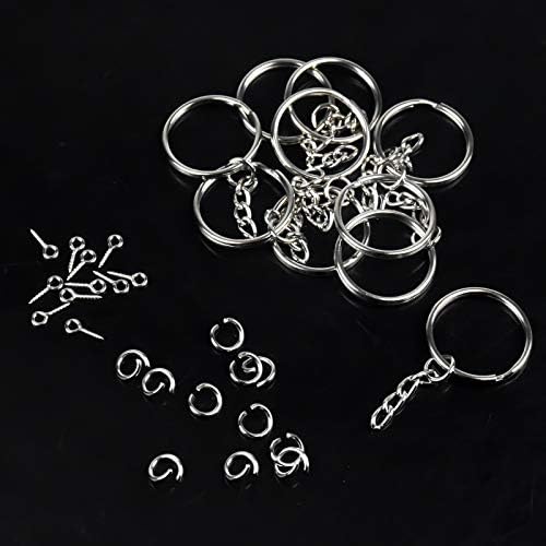150Pcs Keyring Blanks Split, Key Chain Rings, Keychain Keyring, Key Rings with Link Chain, Metal Keyring Blanks, Open Jump Ring and Connector for Crafts Jewelry Keyring Making Resin DIY