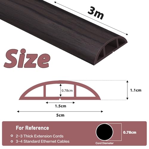 Pasacables de PVC para suelo nogal negro para solucionar cables sueltos 2