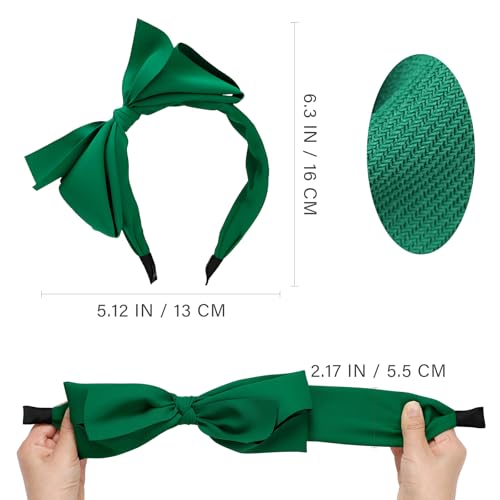 WantGor Big Bowknot Knotted Wide Turban Headbands - Women's Hoop Hair Accessories (Green) - Image 4