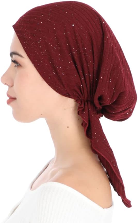 Madison Headwear Pretied Head Scarves for Women Featuring A Unique Sparkly Foil Finish and Stretchy Ribbed Fabric - Image 3