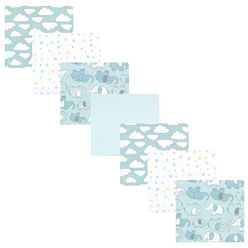 Image of Hudson Baby Unisex Baby Cotton Flannel Receiving Blankets Bundle, Boy New Elephant, One Size