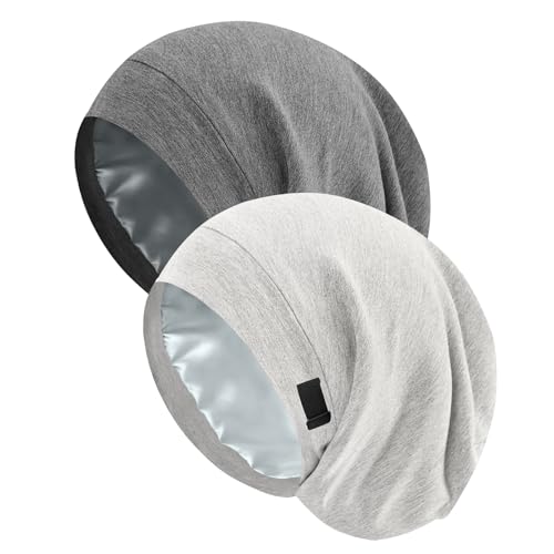 Image of ZHENSILK Silk Bonnet for Sleeping Women, Adjustable Silky Satin Lined Sleep Cap, Silk Hair Wrap Slouch Beanie Hat