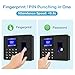 KAZNTCC Fingerprint Time Clocks for Employees Small Business with Finger Scan and PIN Punching in One, NO Monthly Fee Deduct Lunch Time Edit Missing Punches