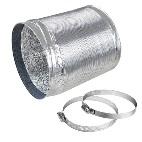 ZTZTZ Tuyau de Ventilation Flexible en Aluminium, diamètres et Longueurs Multiples, avec 2 Colliers de Serrage et Ruban adhésif(2m,160mm)