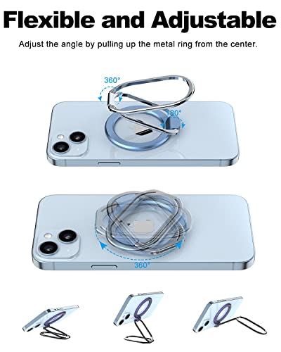 Zylee Magnetic Phone Grip, Magnetic Phone Ring Holder, Magnetic Phone Finger Holder, Adjustable Kickstand, Phone Holder Grip Ring Stand Compatible For Mag Safe Accessories(Blue) #TOP3