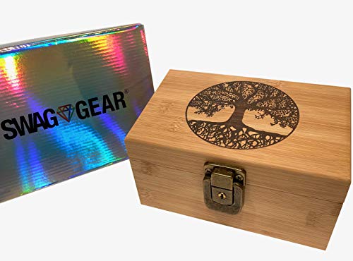 Tree of Life Stash Box Combo - Grinder Stash Jar and Rolling Tray - Stash Box with Lock Locking Stash Box Wood Stash Boxes(Tree Of Life)