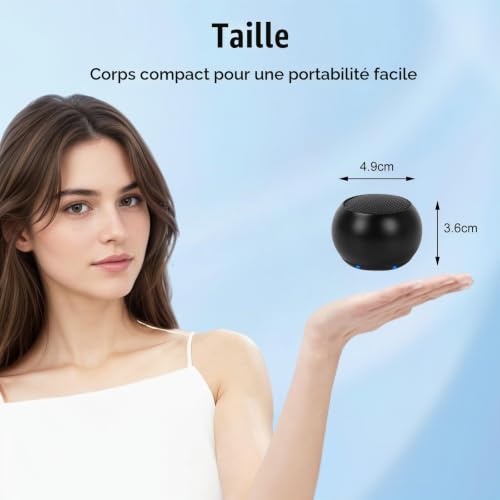 mumisuto Enceinte Bluetooth Super Petit avec Son Surround 9D, 3W Haut Parleur Bluetooth Portable avec Basses Puissantes pour iPhone, Android, Appairage TWS, pour Intérieur, Extérieur & Les Voyages – vue 4