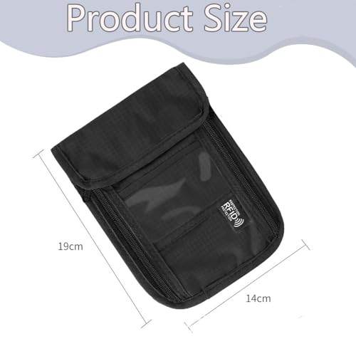 Brustbeutel mit RFID Schutz, Anti-Diebstahl Unisex Reisegeldbeutel, Wasserdicht Schwarz Handy Umhängetasche Herren,Brustbeutel für Passport,Kreditkarten,Smartphone,Münzen,Geld (schwarz)