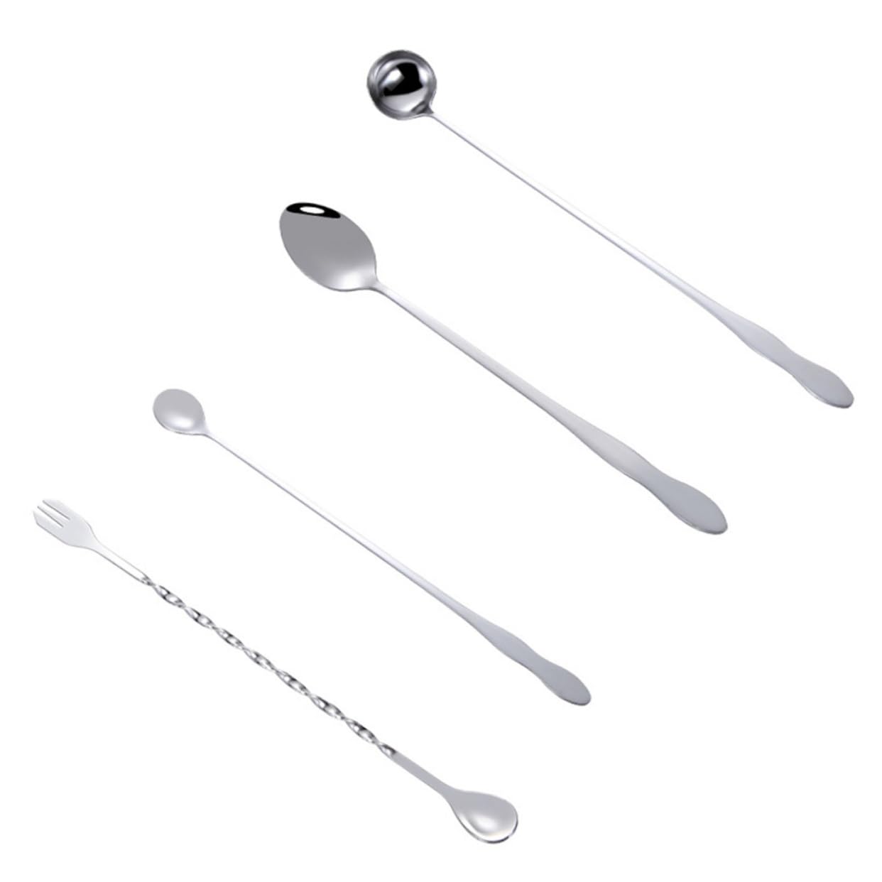 Alipis Stainless Steel Long Handle Spoons Set Soup Stirring Spoons 6pc for Bar Restaurant