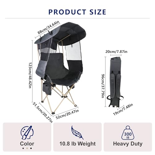 The Treasmap Canopy Camping Chair Silla de Camping Plegable con Dosel Gris miniatura 2