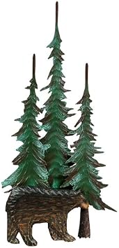 BLACK FOREST DECOR Black Bear & Tree Metal Wall Sculpture, Wood, 17" W x 2