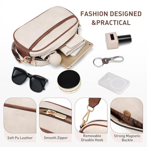 VNINE Sling Bag Crossbody Bags for Women: Leather Small Sling Backpack with 3 Pocket Fanny Packs Chest Bag for Dating Travel4