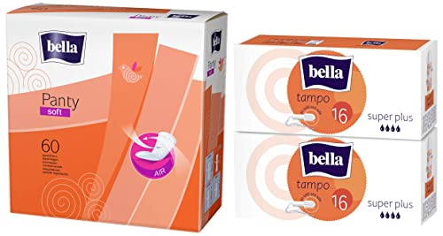 Image of Bella Tampons Super Plus Easy Twist 32 Pcs & Panty Soft Classic Liners, Pack Of 60 Scent: Unscented