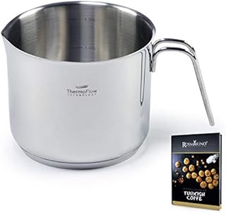 Rosmarino Garnek do mleka, ze stali nierdzewnej 1500 ml, do kuchenek indukcyjnych, nowoczesny garnek do mleka z 3-warstwowym stalowym dnem