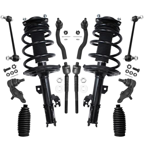 Image of Detroit Axle - Front 12pc Struts Kit for Toyota 2007-2011 Camry, 2 Struts Coil Spring 2 Sway Bars 2 Lower Ball Joints 4 Outer Inner Tie Rods 2 Boots 2008 2009 2010 Replacement Suspension
