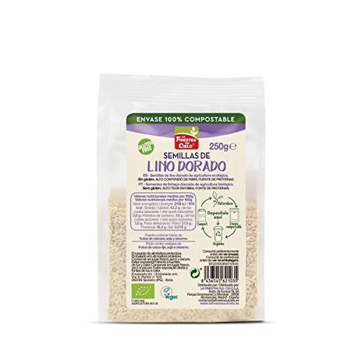 Semillas de lino dorado pulido bio gluten free - La Finestra sul Cielo - 250g (cja 6 uds) Total: 1500g