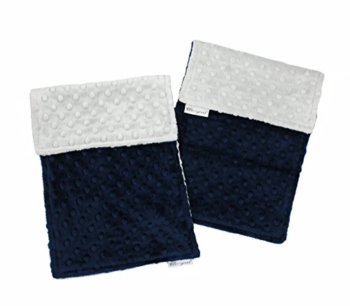 Meg Original Navy Blue & Gray Baby Boy Minky Dot Burp Cloths, Set Of Two #TOP1