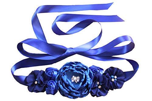 Flowers materniry sash baby shower pregnancy belts for Mom to be (Royal blue)