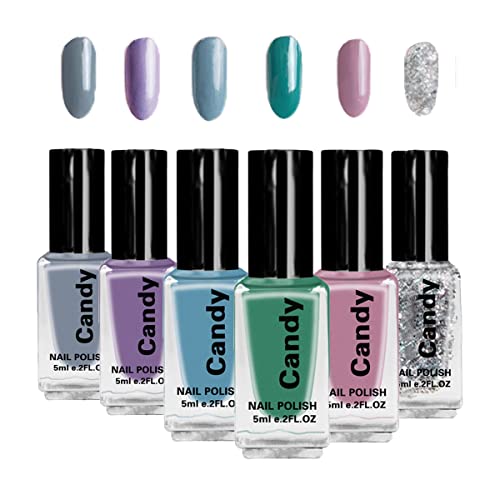 Tophany 6 Bottles Nail Polish Set, Quick Dry Long Lasting and Not Easy to Peel Off Nail Polish Nail Art Decoration for Women and Girls