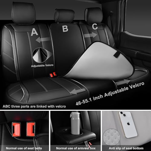Image of CAR PASS Luxury Faux Leather Seat Covers Full Set, Breathable Sporty Premium Leather Seat Covers,Waterproof Anti Slip Automotive Seat Covers Universal Fit for 95% Trucks SUV Sedans Vans,Black and Gray
