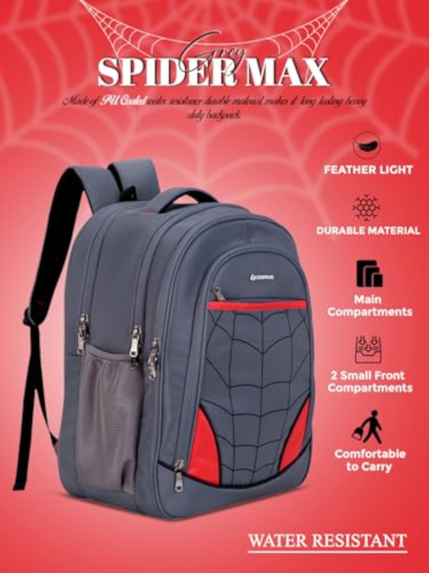 Spidermax Polyester Water Resistance School Backpack