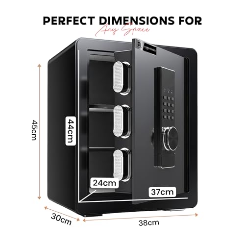 Image of Amazon Basics Pro Gross Capacity - 51L (Net - 46L), Digital Password Safe Locker Box for Home & Office | Electronic Security Locker Safe With Motorized Locking, Strong Steel Body, Anti Theft Design