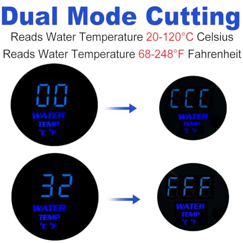 Waterwich WATERWICH-SK-GZYB206 2 Inch 52Mm Water Temperature Gauge Kit Fahrenheit & Celsius Blue For Car Truck Marine Vehicle Automotive thumb #1