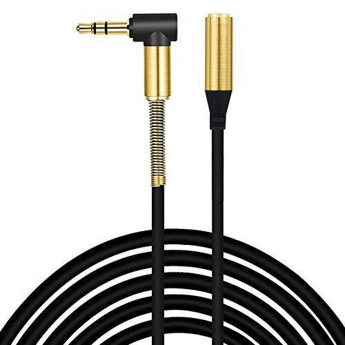 ULTRICS Rallonge Jack Audio 1M, 3.5mm Mâle vers Femelle D'extension Câble, Angle Droit Plaqué Or HD Stéréo Aux Cable Compatible avec Casque Ecouteur Parleur Autoradio MP3 Smartphone TV Tablette PC