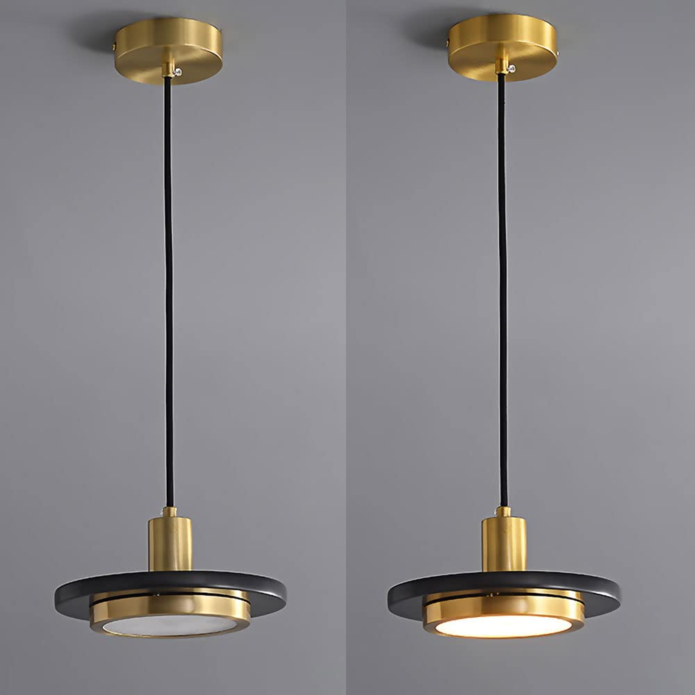 Lámpara colgante de mármol ultrafina, lámpara colgante de latón ultrafina con kit de piedra natural, lámpara LED moderna de 8 W, lámparas de suspensión para comedor, luces de isla de cocina ti