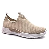  Angkorly - Chaussures Mode Baskets Basse Souple Streetwear Femme Maille Talon Plat 3.5 CM - Beige - G-329 T 37