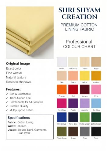 Image of Unstitched Cotton Astar /Lining /Cloth /Kapda Running into Meters for Suit,Sherwani,Kurti,Blouse /Choli,lehanga & Dress Materials(Available in 2,4,6 Meters Variation) (Beige, 2 Meter)