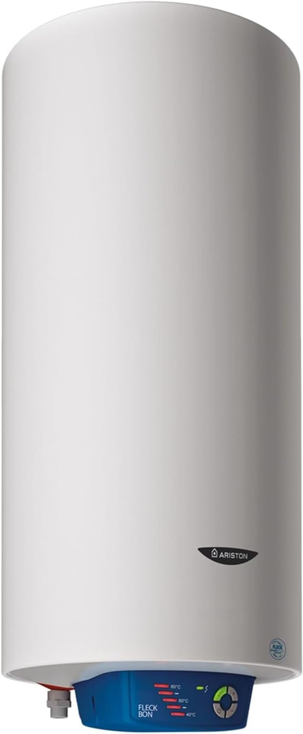 Ariston, Fleck Bon - Termo Eléctrico 100L, Calentador de Agua Eléctrico Vertical/​Horizontal, Seguro y Eficiente, Calentadores 43x41.4x121 cm para Instalación en España - Eficiencia C, Rango (A+/​F)
