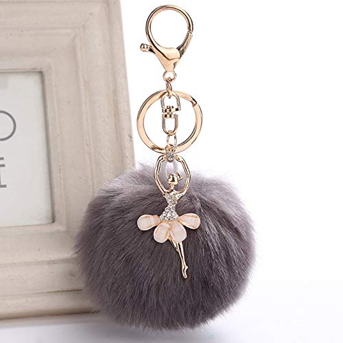 Preisvergleich Produktbild MENGYUE Auto Schlüsselbund Frauen Schlüsselbund 8cm Pelz Pom Pom Schlüsselanhänger Faux Kaninchen Haar Glühbirne Tasche Auto Ornamente Fox Fur Ball Anhänger Schlüsselring