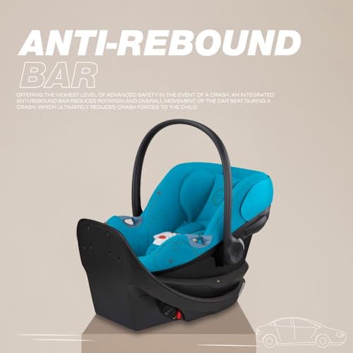 Image of Cybex Aton G Swivel Infant Car Seat with 180-Degree Rotate, Linear Side-Impact Protection, 11-Position Headrest, SensorSafe & Safelock Base, Beach Blue