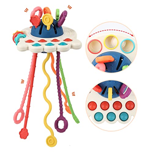 Image of Montessori Toys for 1 Year Old, Travel Pull String Activity Toy for Babies 6-12 Months, Sensory Toys Fine Motor Skills Toys, Food Grade Silicone Fidget Infants Toys Gifts for Toddlers Boys Girls