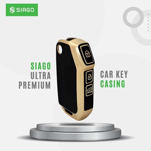 Image of SIAGO TPU Key Cover and Round Key Chain Compatible with Kia Seltos 2023 2024 HTE 3 Button Flip Key (Black)