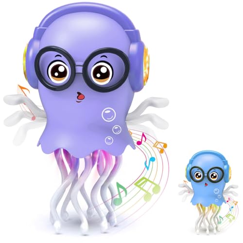 YsyYey Méduse Dansante et Rampante Jouet avec Musique et Lumière, Jouet Interactif pour le Temps au Ventre du Bébé, Jouet Sensoriel pour Tout-Petits de 3-8...