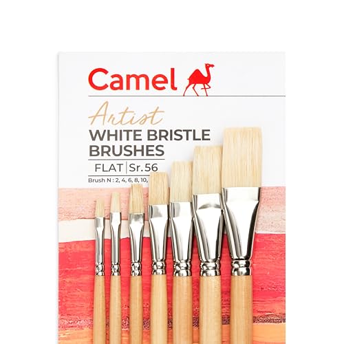 Image of Camel Paint Brush Series 56 - White Bristle Flat, Set of 7