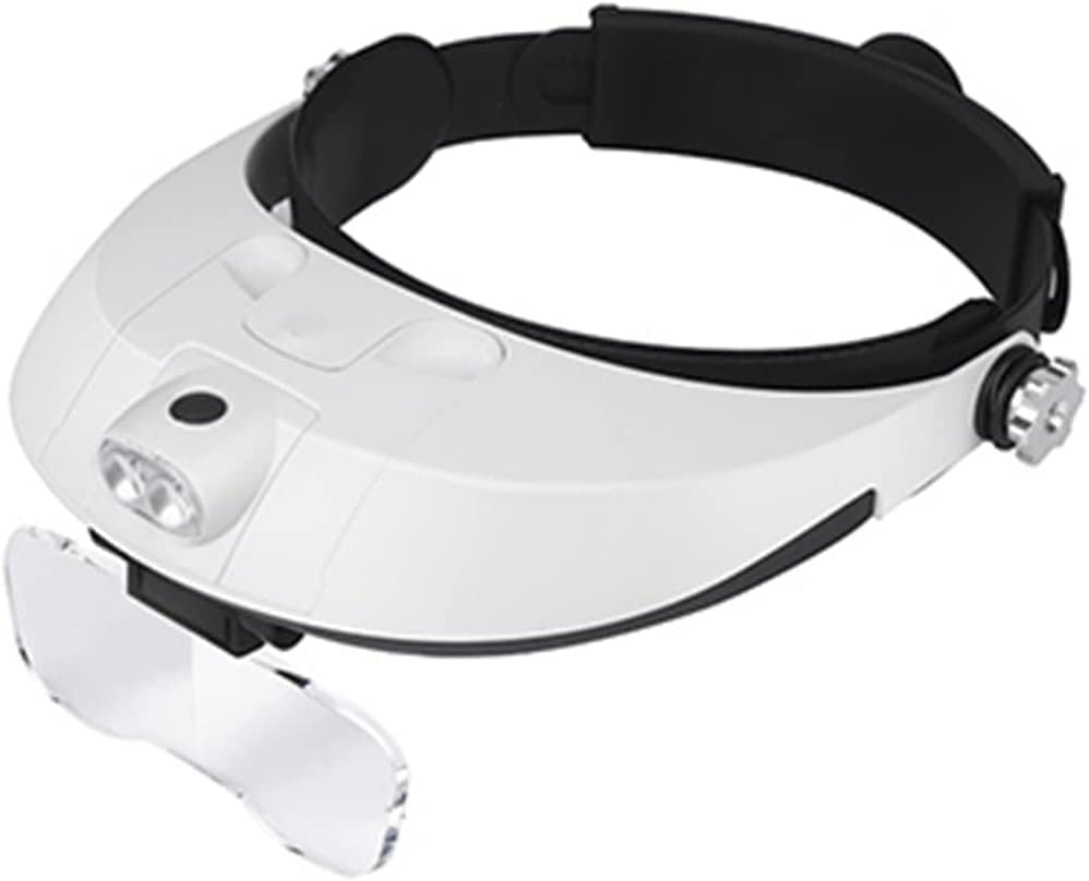 Gafas binoculares lupa iluminada con soporte de diadema y cuello de cisne para reparar y lectura