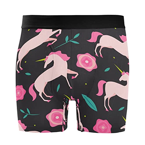 Bóxer para hombre de unicornio floral, pack de 2 calzoncillos de microfibra