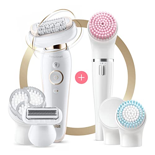 Braun Silk-épil 9 Flex Beauty Set Epilator for Women With Flexible Head for Easier Hair Removal, Electric Shaver & Trimmer, FaceSpa, Pressure Guide, Wet & Dry, UK 2 Pin Plug, 9-100, White