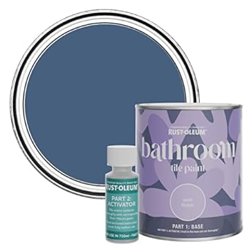 Rust-Oleum Blue Water-Resistant Bathroom Tile Paint in Matt Finish - Ink Blue 750ml