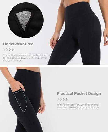 BRXL No Front Seam Leggings for Women High Waist Tummy Control Yoga Pants with Pockets for Workout Gym Running 25"4