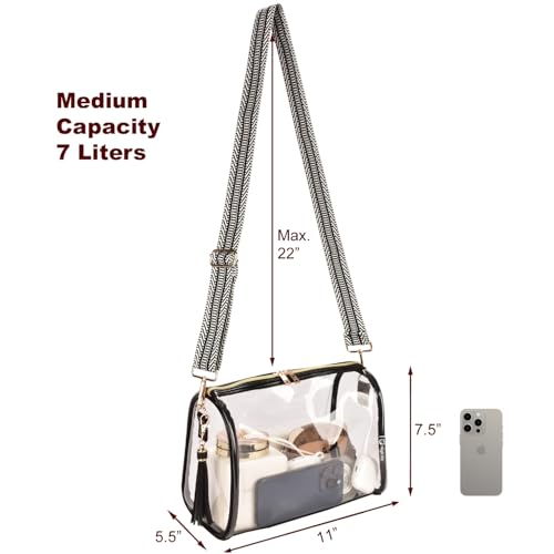 Image of Clear Crossbody Bag Stadium Approved Clear Purse - Transparent Messenger Bag with Front Pocket
