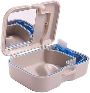 Denture Retainer Mouth-Guard Storage Case with Mirror & Cleaning Brush