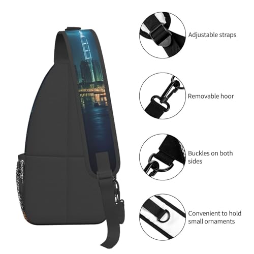 Sling bag unisex urbana color negro con bolsillos miniatura 4